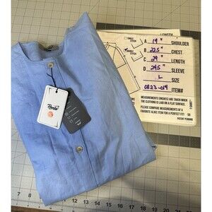 Reverb Men's Blue Linen Blend Long Sleeve Button Down Shirt L